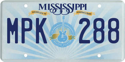 MS license plate MPK288