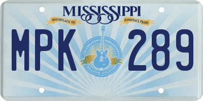 MS license plate MPK289