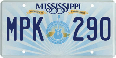 MS license plate MPK290