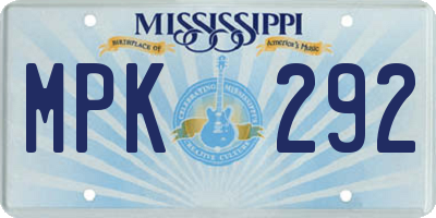 MS license plate MPK292