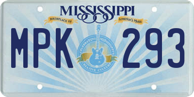 MS license plate MPK293