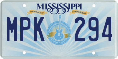MS license plate MPK294