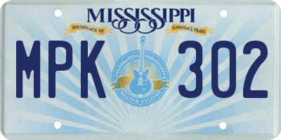 MS license plate MPK302