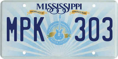 MS license plate MPK303