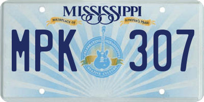 MS license plate MPK307