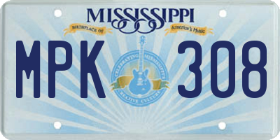 MS license plate MPK308
