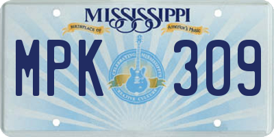 MS license plate MPK309