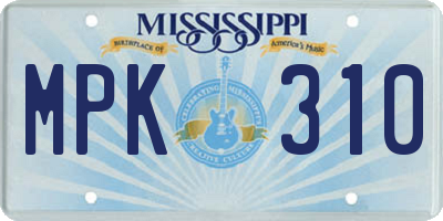 MS license plate MPK310