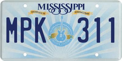 MS license plate MPK311