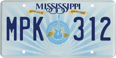 MS license plate MPK312