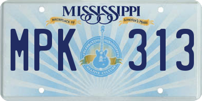 MS license plate MPK313