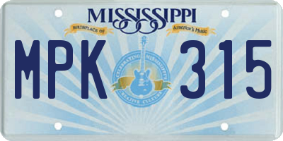 MS license plate MPK315