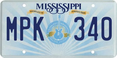 MS license plate MPK340