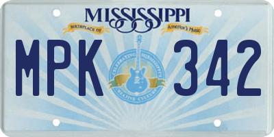 MS license plate MPK342