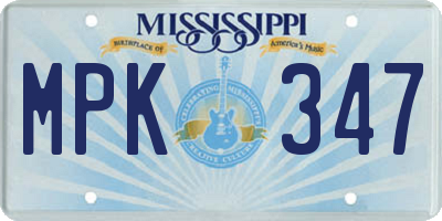 MS license plate MPK347