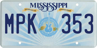 MS license plate MPK353