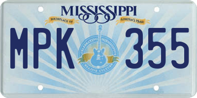MS license plate MPK355