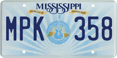 MS license plate MPK358