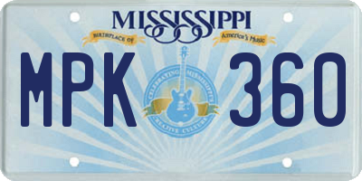 MS license plate MPK360
