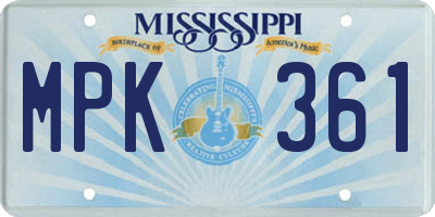 MS license plate MPK361