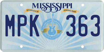 MS license plate MPK363