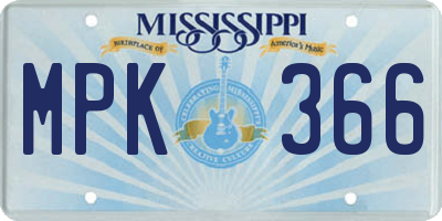 MS license plate MPK366