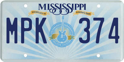 MS license plate MPK374