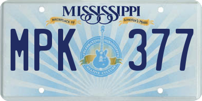MS license plate MPK377