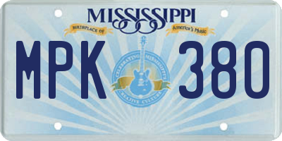 MS license plate MPK380
