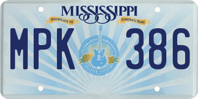 MS license plate MPK386