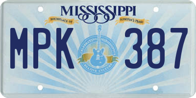 MS license plate MPK387