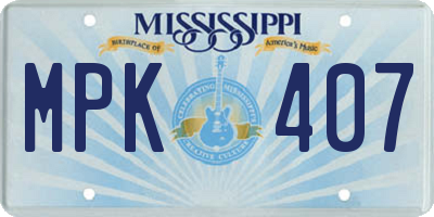 MS license plate MPK407