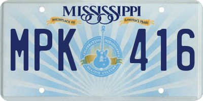 MS license plate MPK416