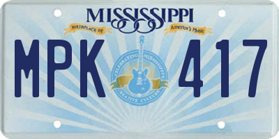 MS license plate MPK417