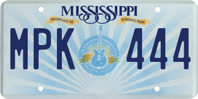 MS license plate MPK444