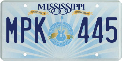 MS license plate MPK445