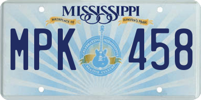MS license plate MPK458