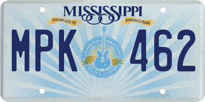 MS license plate MPK462