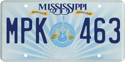 MS license plate MPK463