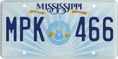 MS license plate MPK466