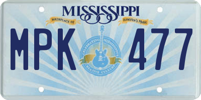 MS license plate MPK477