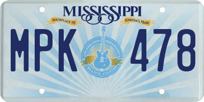 MS license plate MPK478