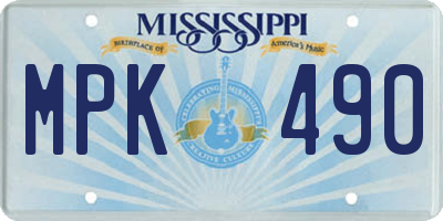 MS license plate MPK490