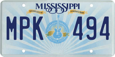 MS license plate MPK494