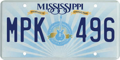MS license plate MPK496