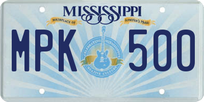 MS license plate MPK500