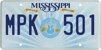 MS license plate MPK501