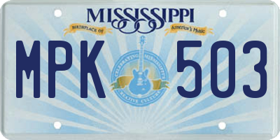 MS license plate MPK503