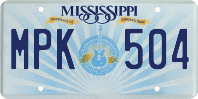 MS license plate MPK504