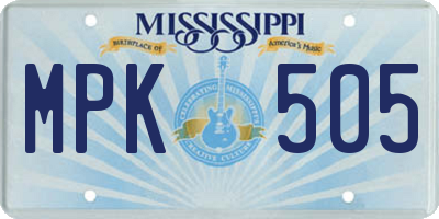 MS license plate MPK505